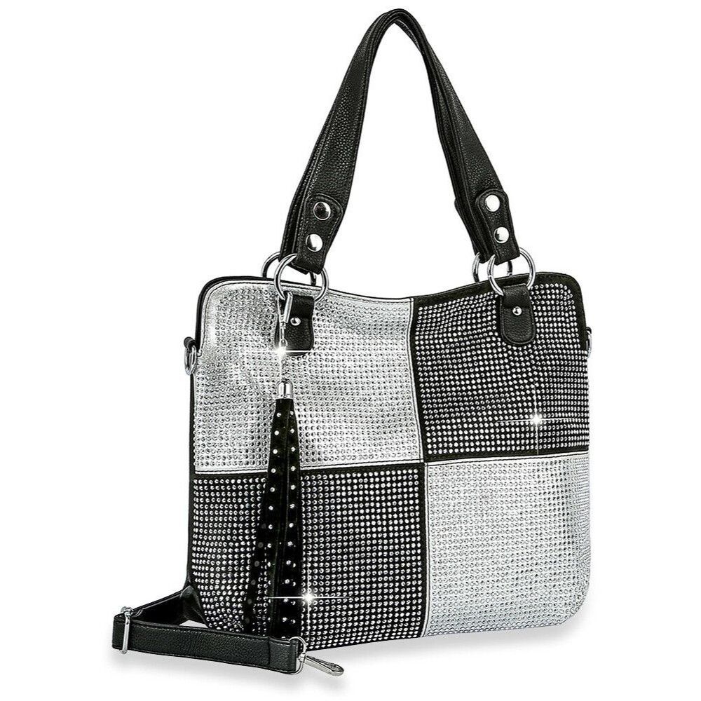 Women Four Square Fashion Handbag Rhinestone Bling Sequin Evening Bags Beaded - Picture 1 of 2